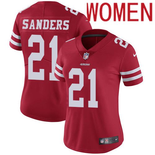 Women San Francisco 49ers 21 Deion Sanders Nike Red Vapor Limited NFL Jersey